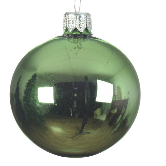 Boule de Noël vert gui brillant Ø10