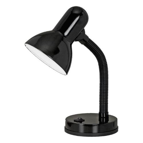 Lampe de table orientable pour étude, lecture et bureau avec douille E27 Basic, couleur noire.