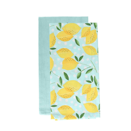 Lot de 2 torchons en coton jaune 45x70 cm