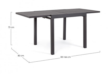 Table en aluminium thermolaqué 83-166x80 Anthracite