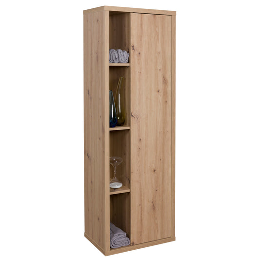 Armoire colonne avec 1 porte et 4 compartiments - Ladama - Chêne Miel - 160x51,40x35,00 cm