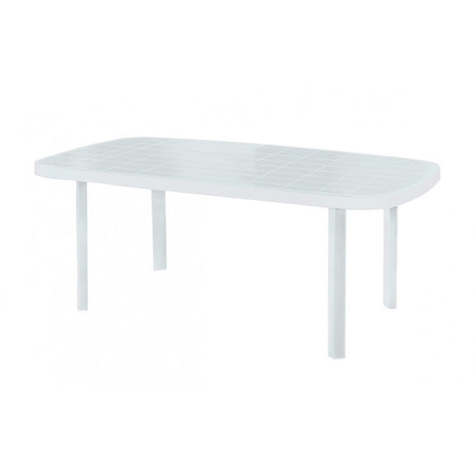 Table d'extérieur en résine blanche ULISSE GARDEN 180x90 h72 cm