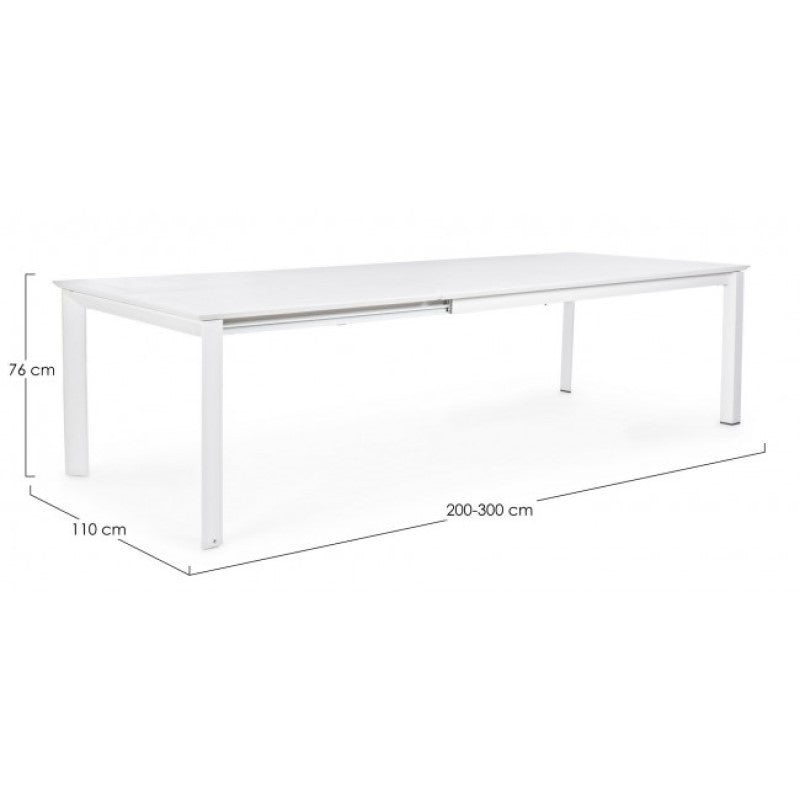 Table Konnor en aluminium 200-300x110 cm blanc Iperbriko