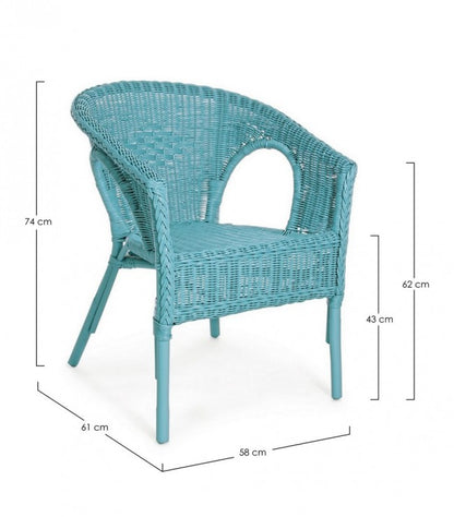 Fauteuil en rotin bleu Alliss