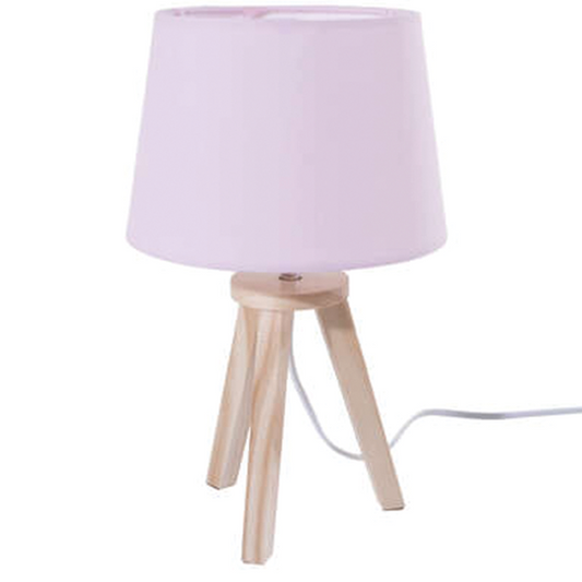 Lampe rose avec socle en bois Ø18,5 x H31 cm