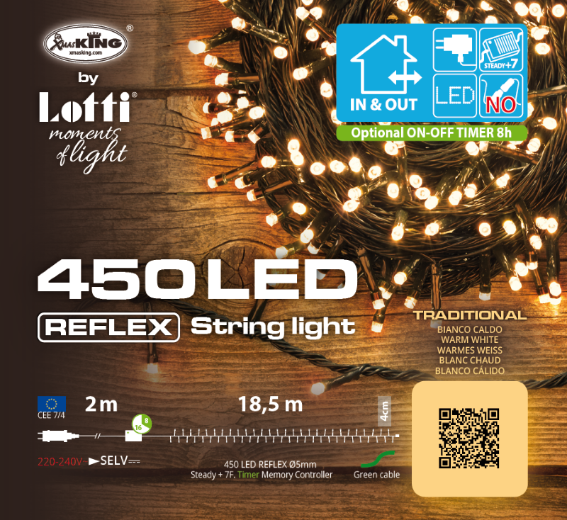 Chaîne linéaire 450 LED Traditionnelle 18,5m