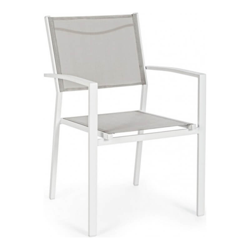 Chaise Hilde White Cloud avec accoudoirs en aluminium