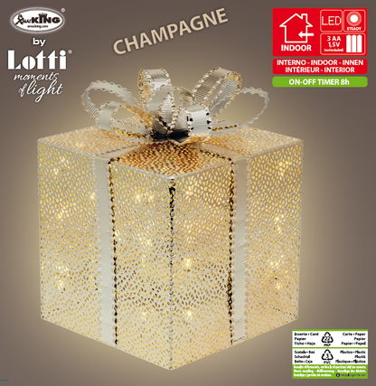 Coffret cadeau VPM Champ. 3AA 20x20xH25cm Lumières de Noël