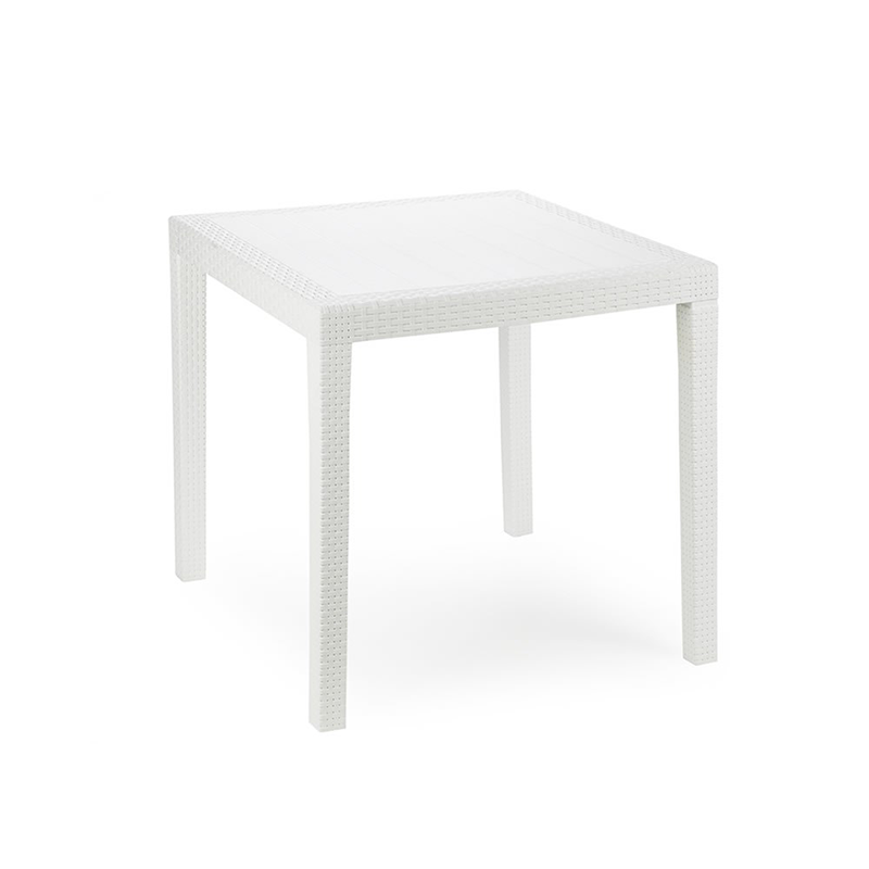 Table King carrée en rotin blanc 79 x 79 x 72 cm