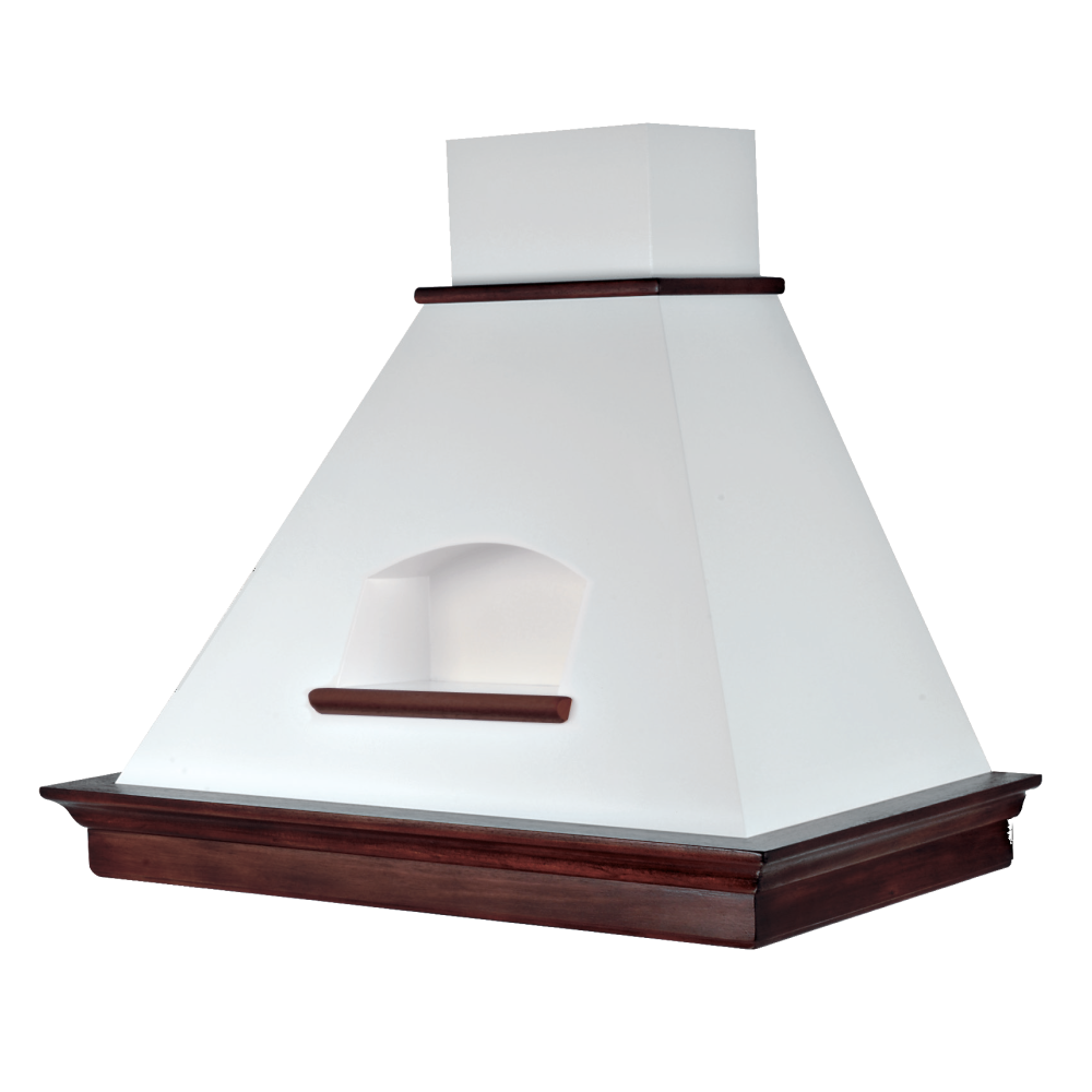 Hotte aspirante MARY C/NICCHIA en acier inoxydable blanc et structure en bois couleur tabac 60 cm