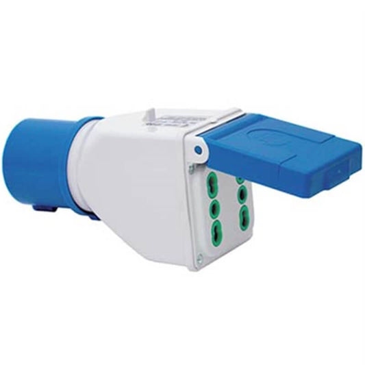 Adaptateur double prise bleue FME 16A IP44