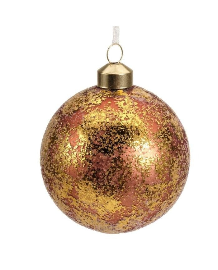 Boule de Noël assortie en verre marron doré, 1 pièce, diam 8