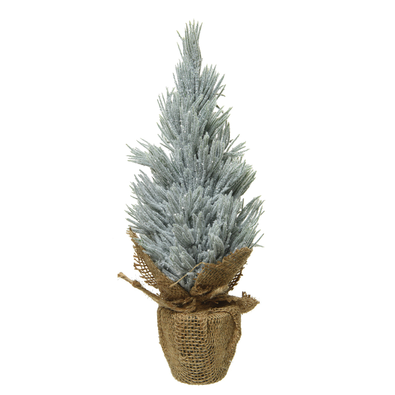 Mini sapin de Noël argenté enneigé H 30 x Ø 12 cm