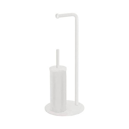 Support WC avec porte-brosse WC et porte-rouleau, hauteur 56 cm, coloris blanc.