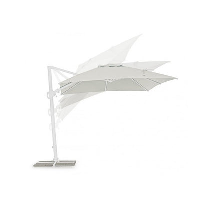 Parasol Eden avec bras blanc/bois naturel 3x3 m