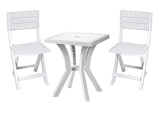 Ensemble duo table + 2 chaises en résine blanche