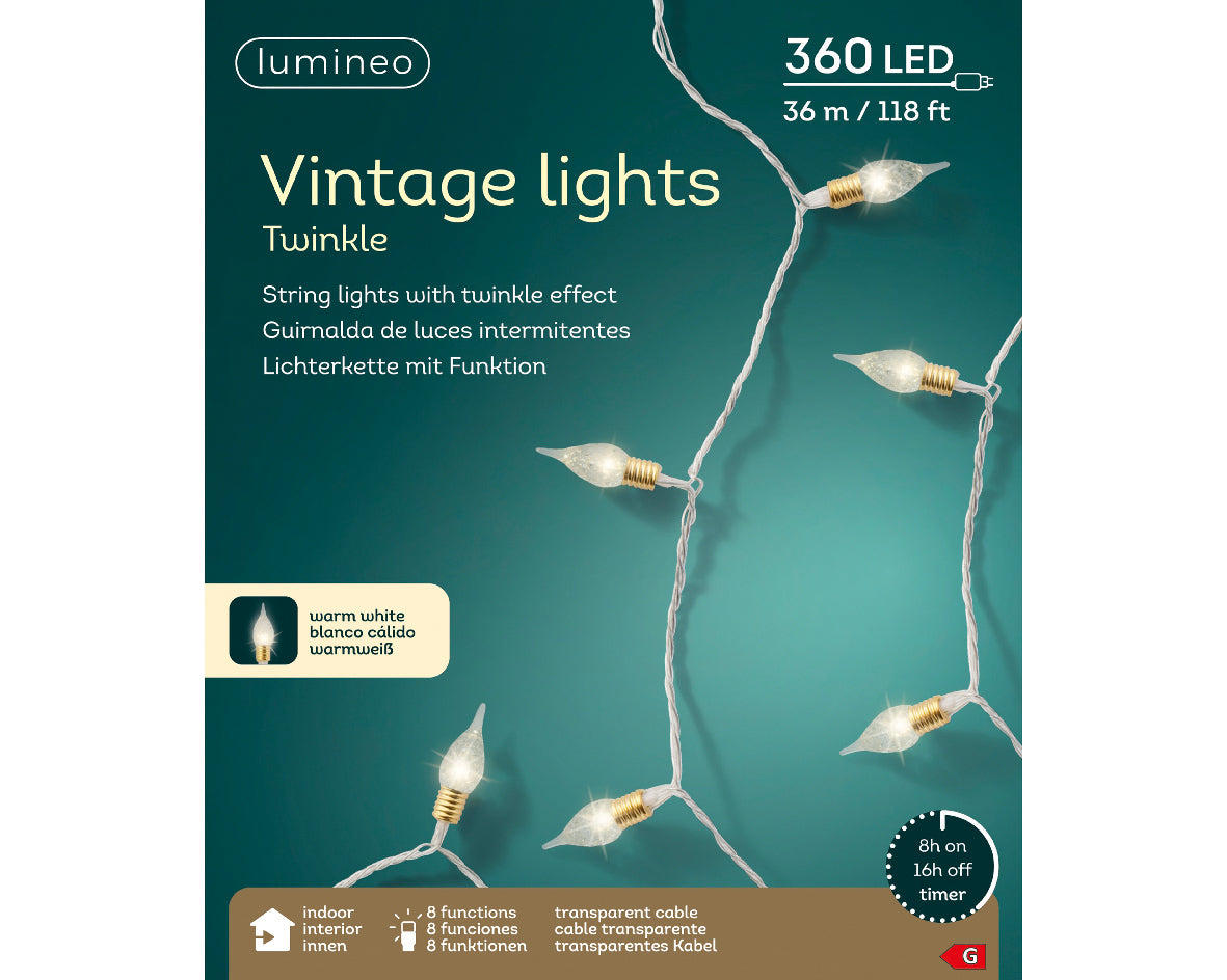 Lampes LED vintage à effet scintillant avec 8 fonctions pour usage intérieur L 3590 cm