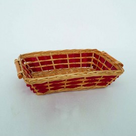 Panier rectangulaire en osier avec anses Rouge Naturel 53x39x h14 cm