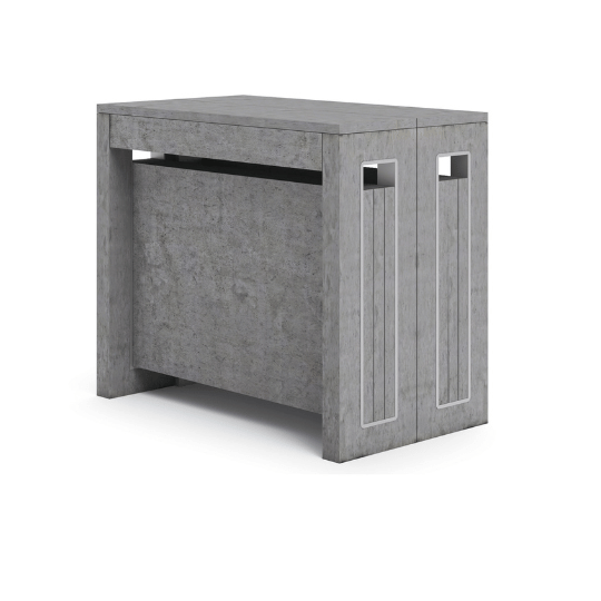 Console transformateur extensible avec six rallonges couleur Ciment H77x90x49cm