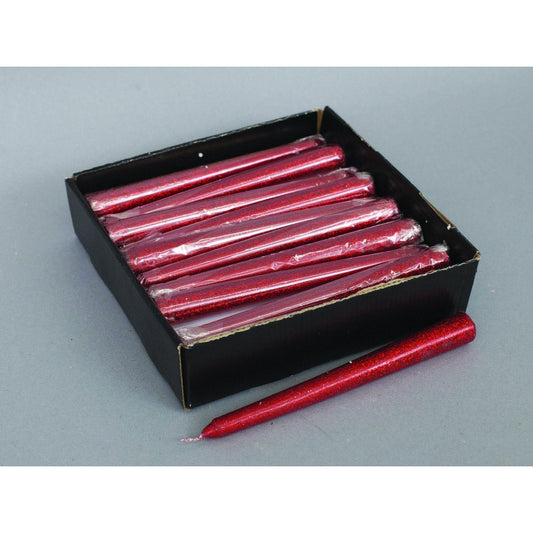 Bougie de Noël rouge pailletée 20 cm pcs 1