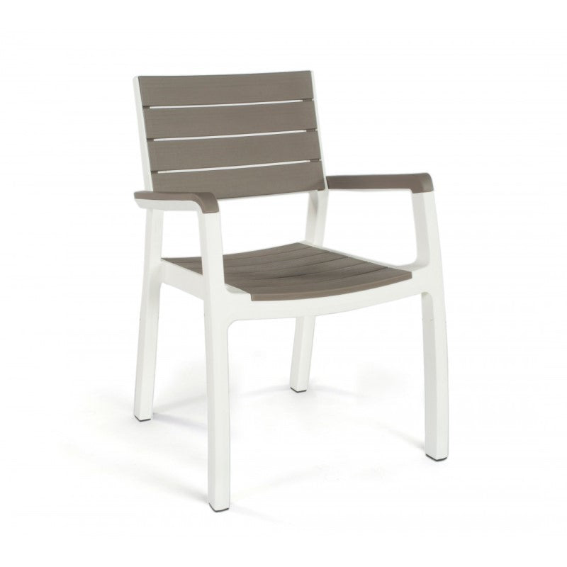 Chaise d'extérieur avec accoudoirs Blanc Cappuccino HARMONY 59x60x h86 cm