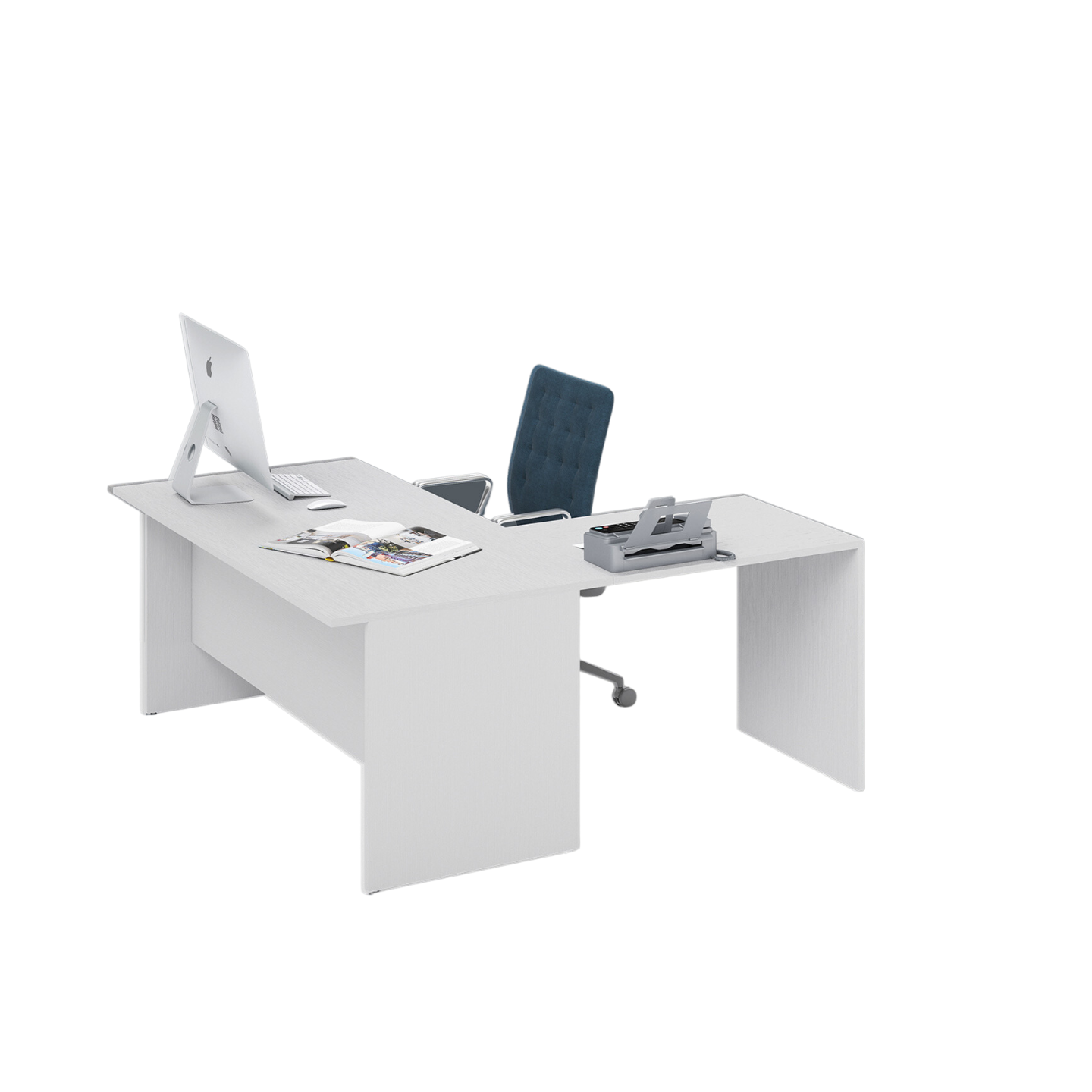 Bureau d'angle réversible coloris Blanc H74x160x160cm