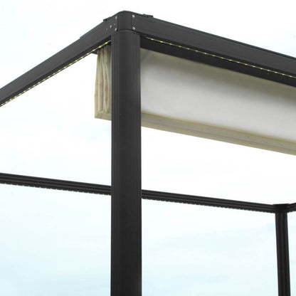 Tonnelle pergola noire 3x4x2,5H m avec couverture électrique coulissante