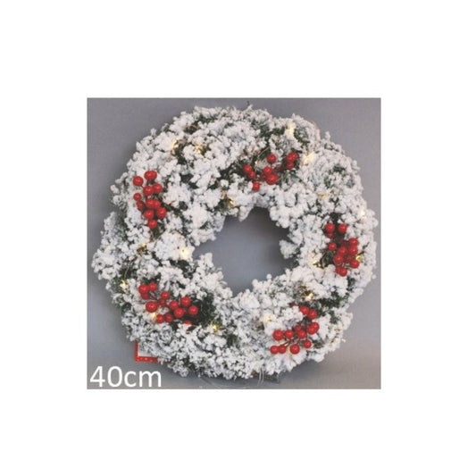 Couronne de Noël en PVC avec fruits rouges 40cm