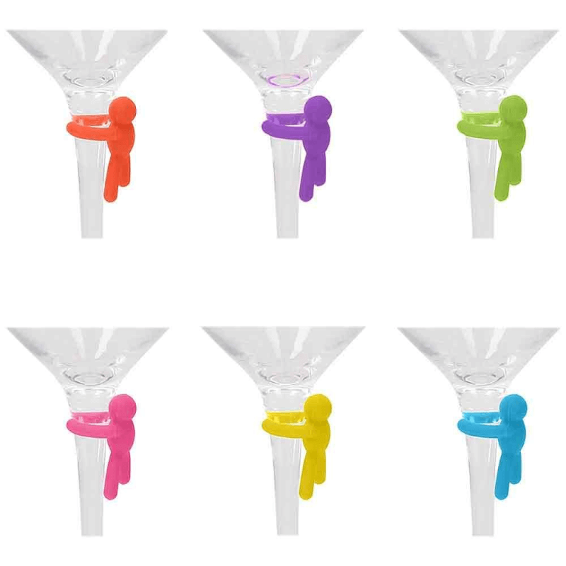 Lot de 6 marqueurs verre Omini en silicone multicolore