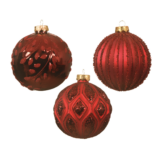 Boule de Noël Boule rouge assortie Ø10cm