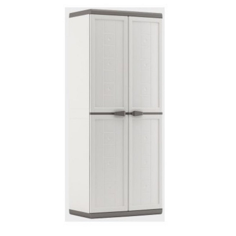 Armoire Jolly en résine, couleur blanc gris 68 x 39 x 166 h