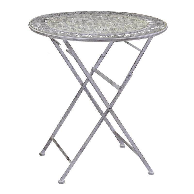 Ensemble table ronde en métal gris Ragusa avec 2 chaises pliantes cm ø70h76