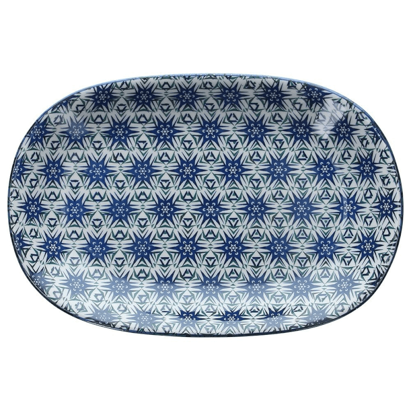 Assiette ovale Sapa et plateau en porcelaine D28,5 cm