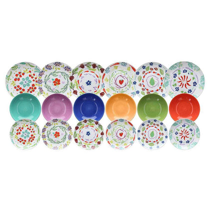 Service De Table 18 Pièces Bio Porcelaine Multicolore