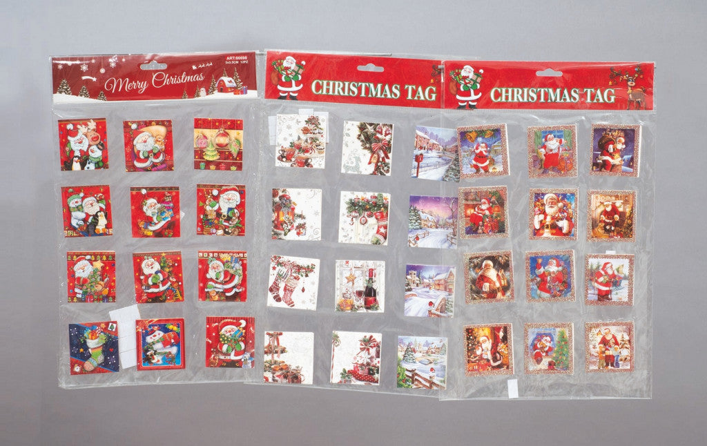 Lot de 12 Cartes Cadeaux Cm.5X5 Mod.Ass.Dans enveloppe décoration de Noël