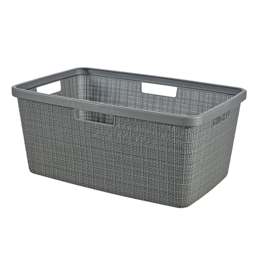 Panier à linge gris effet jute 46Lt