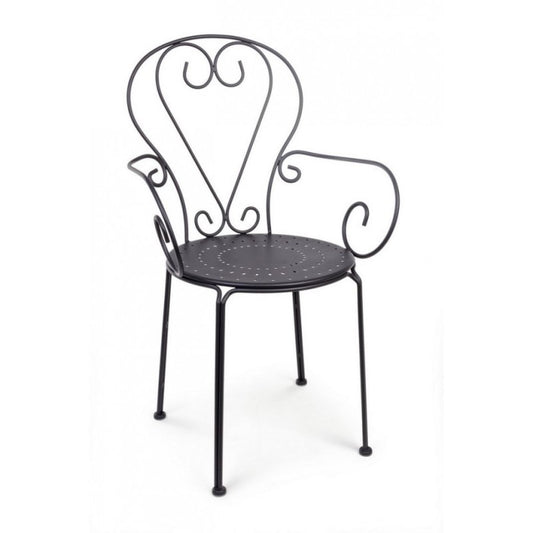 Chaise de jardin avec accoudoirs en acier anthracite Etienne 49X49X H89 Cm