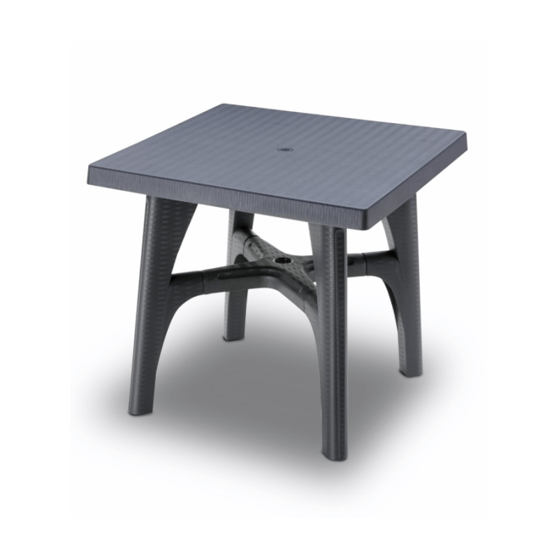 Table tressée anthracite 80x80xh73 cm