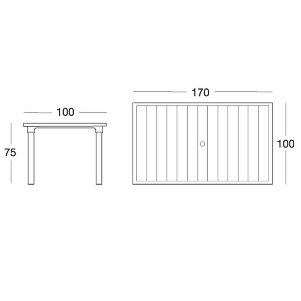 Table d'extérieur Tortora 170x100x75H cm Ercole Scab