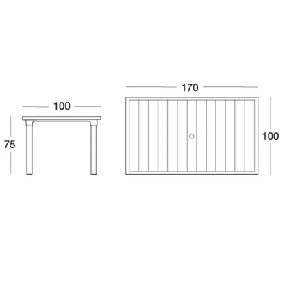 Table d'extérieur Tortora 170x100x75H cm Ercole Scab