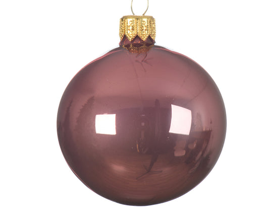 Boule de Noël en verre émaillé velours rose pour bijoux fantaisie, ø 6cm