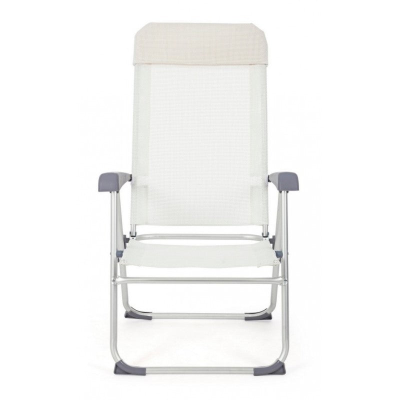 Chaise longue de jardin en aluminium et tissu CROSS Blanc 58x62,5x h110 cm