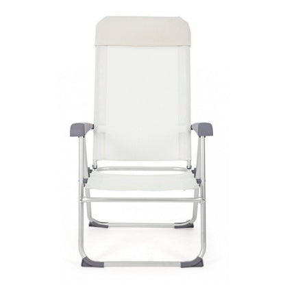 Chaise longue de jardin en aluminium et tissu CROSS Blanc 58x62,5x h110 cm