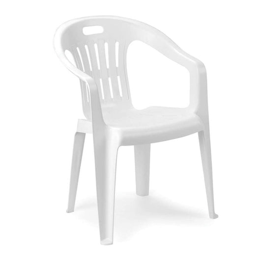 Chaise d'extérieur Piona en plastique blanc avec accoudoirs