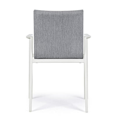 Chaise d'extérieur en aluminium blanc avec coussin gris foncé Odeon 55,5X60 H83 Cm