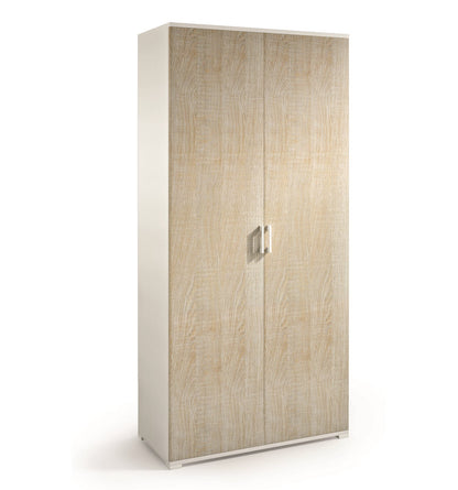 Armoire à double porte et quatre étagères réglables, portes en chêne blanc