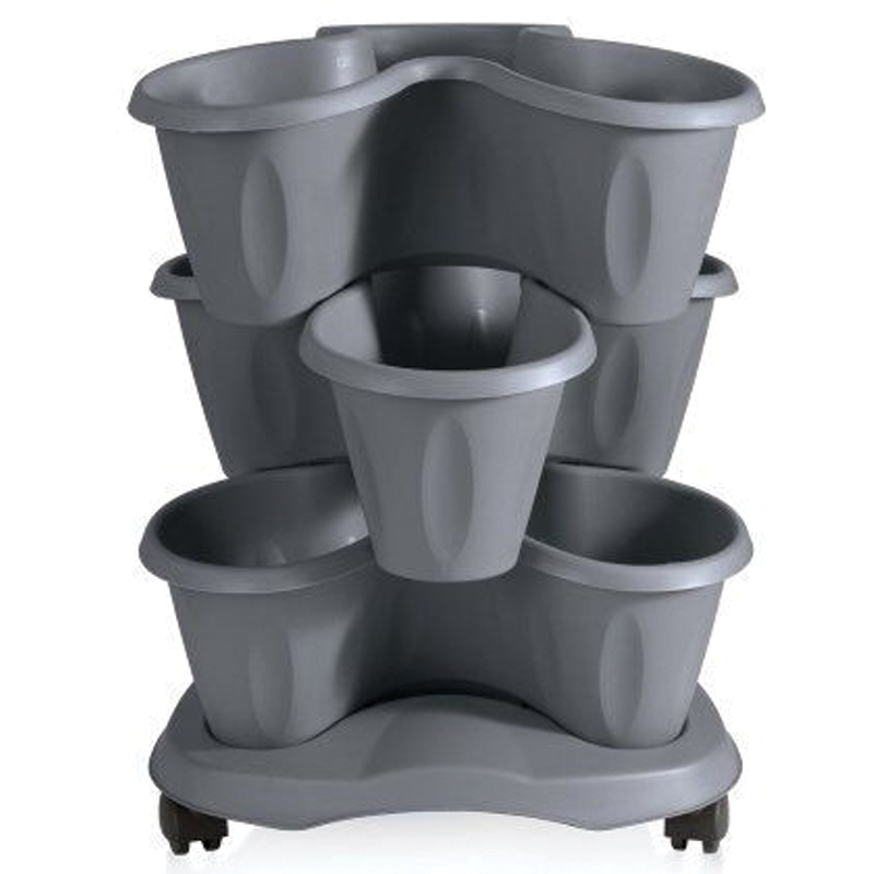 Ensemble de vases Trèfle diamètre 40 cm x hauteur 51 litres 6 - BAMA Gris