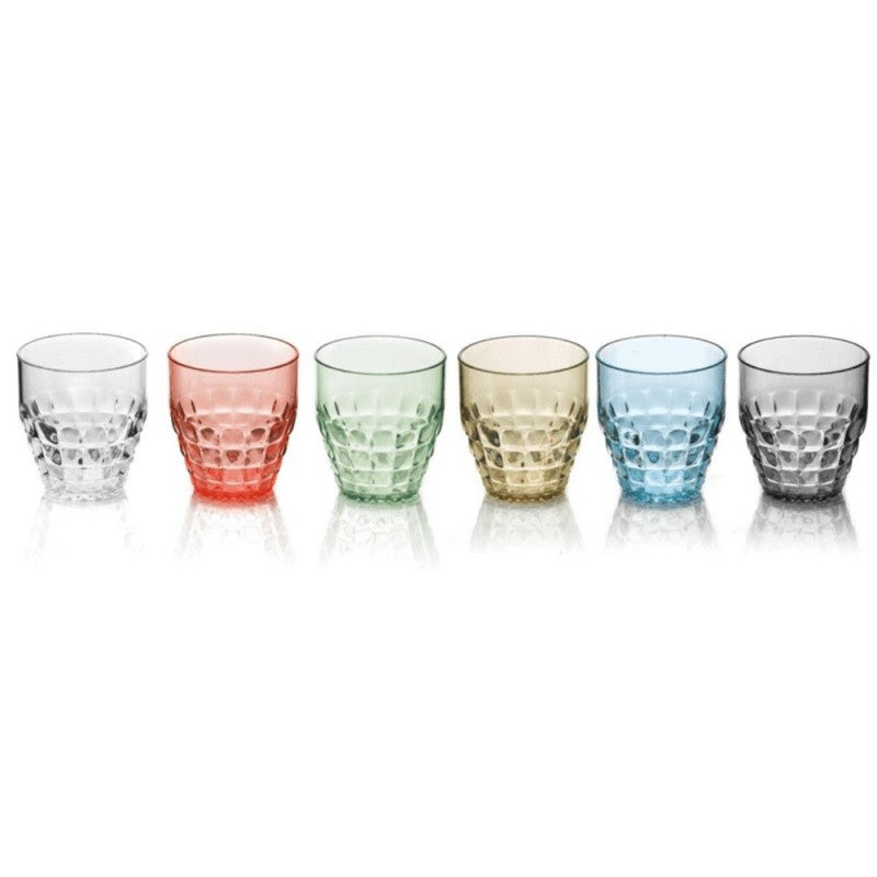 Lot de 6 verres bas Tiffany Guzzini couleurs assorties