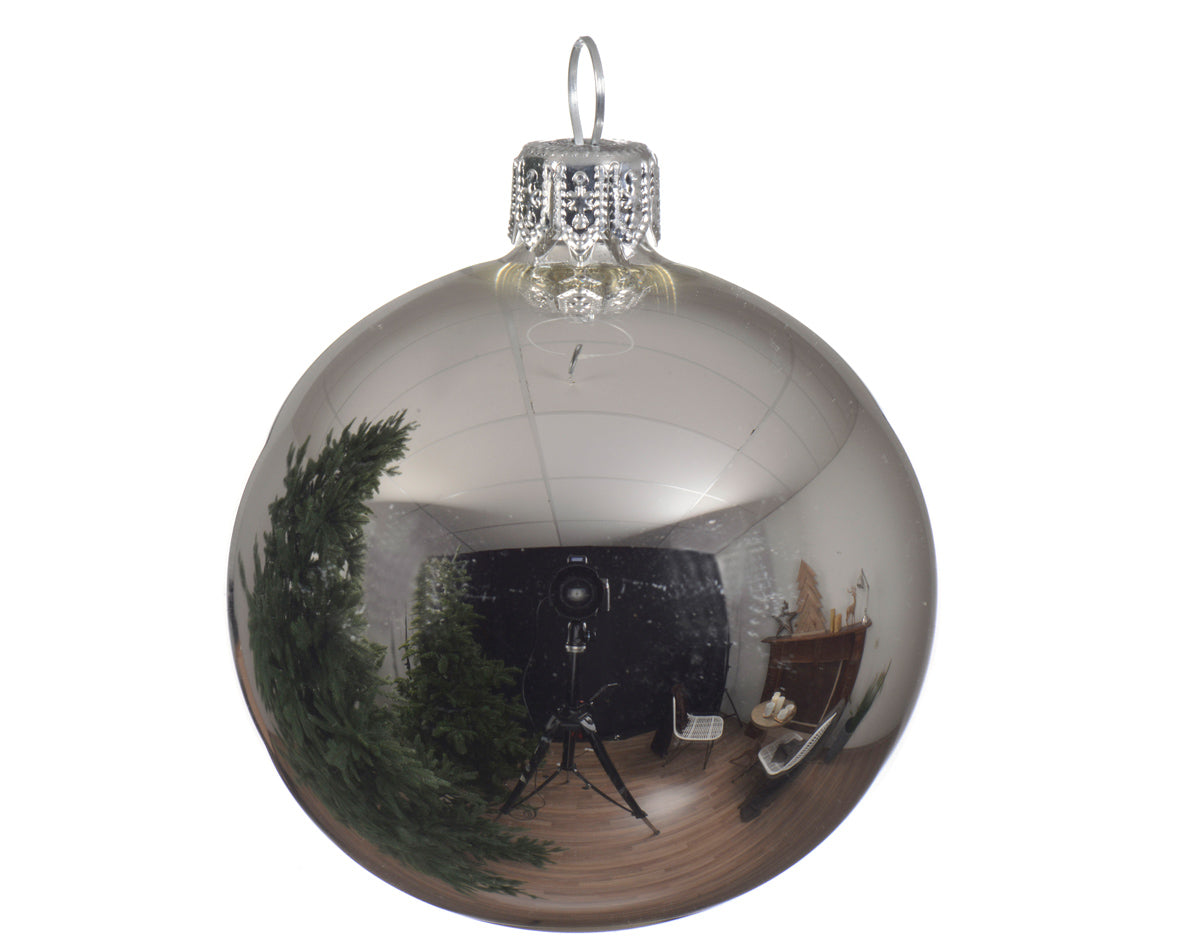 Boule de Noël en verre de Noël couleur argent brillant ø 6cm