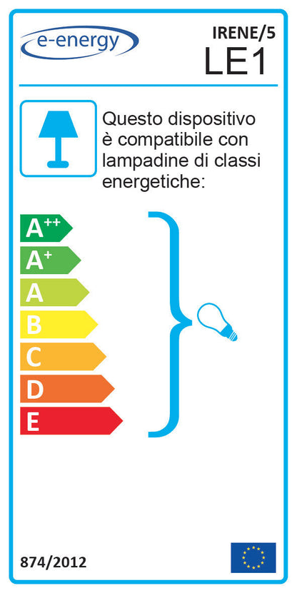 Lustre avec 5xe14, cadre brun et verre de mariage